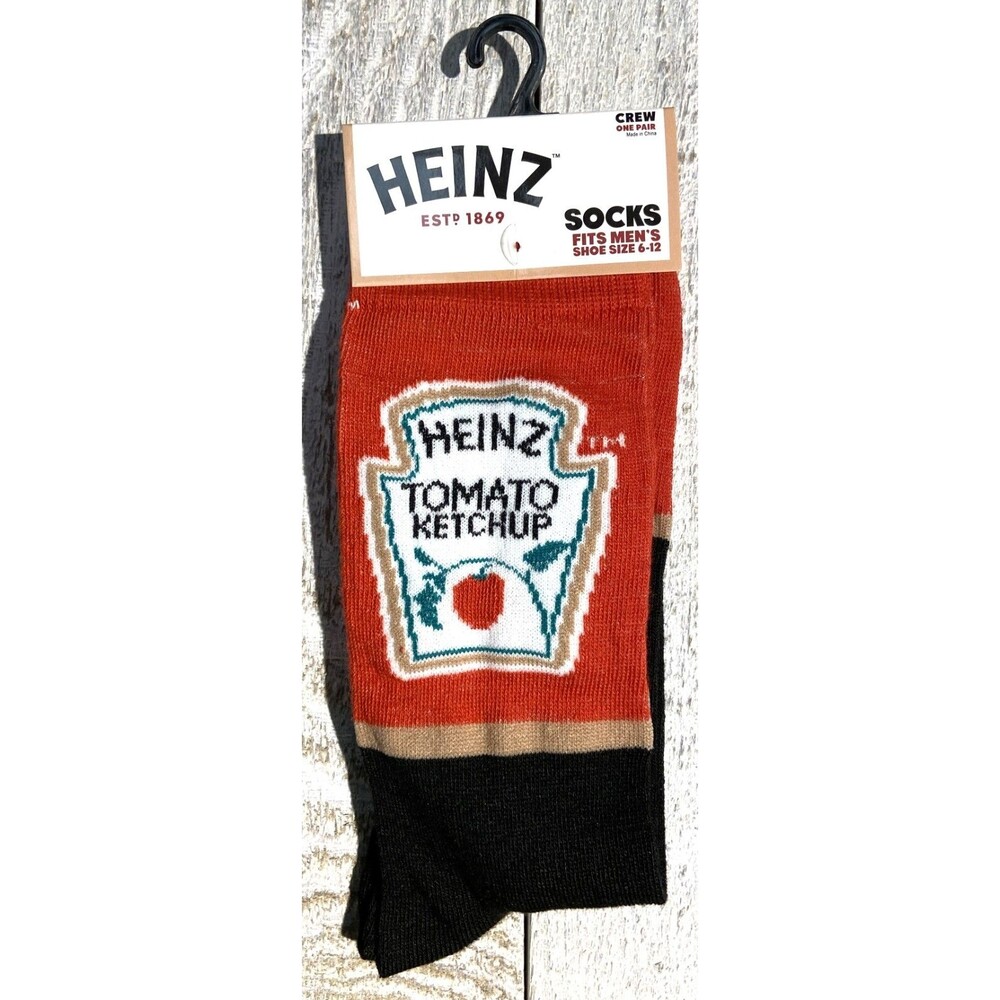 Heinz Tomato Ketchup Print Novelty Crew Socks - Men’s Size 6-12 - D014